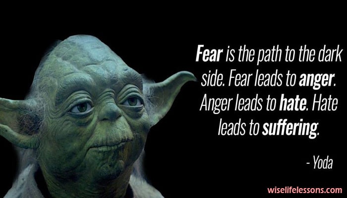 Fear is the path to the dark side. Fear leads to anger. Anger leads to hate. Hate leads to suffering