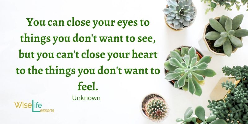 You can close your eyes to things you don't want to see, but you can't close your heart to the things you don't want to feel.