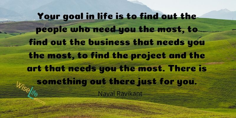 Your goal in life is to find out the people who need you the most, to find out the business that needs you the most, to find the project and the art that needs you the most. There is something out there just for you