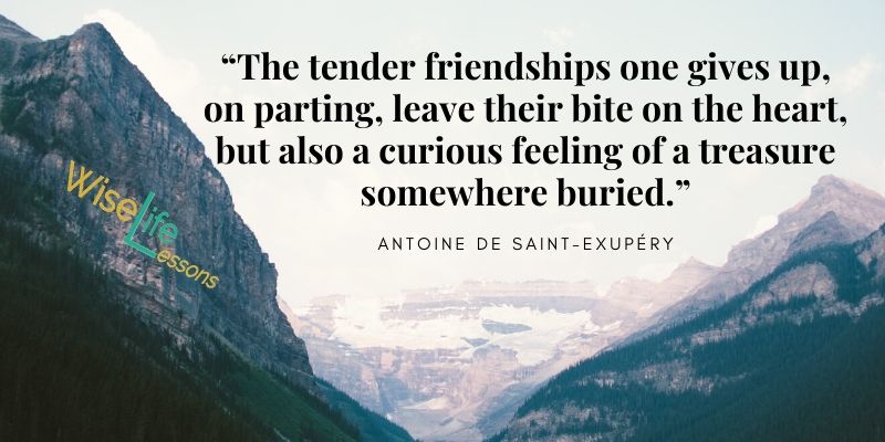 “The tender friendships one gives up, on parting, leave their bite on the heart, but also a curious feeling of a treasure somewhere buried.”
