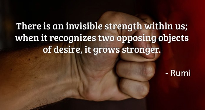 There is an invisible strength within us; when it recognizes two opposing objects of desire, it grows stronger