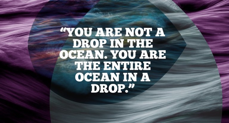 You are not a drop in the ocean. You are the entire ocean in a drop